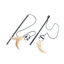 宠物玩具豹纹球羽毛逗猫棒