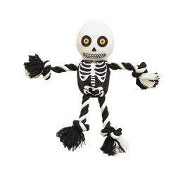 万圣节毛绒棉绳狗玩具骷髅